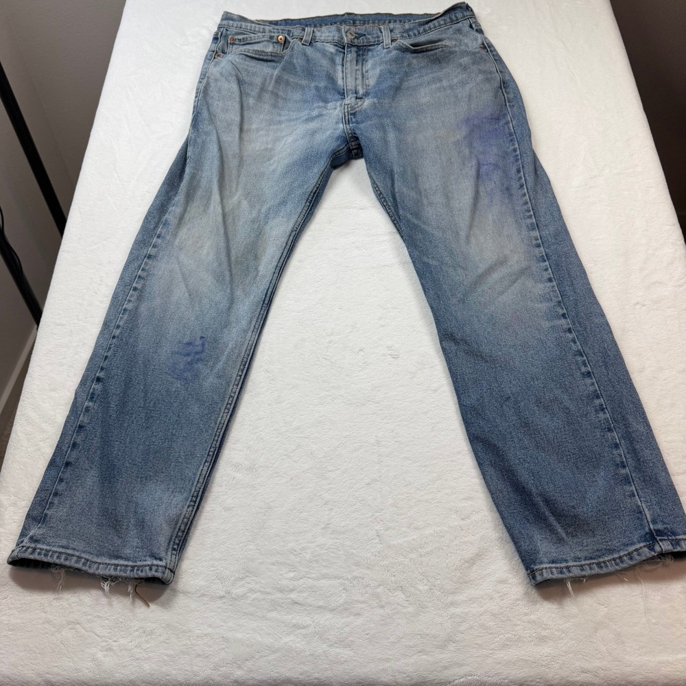 Levi's 505 Regular Fit Jeans Mens 36x29 Light Wash Blue  Distressed 00505-1994
